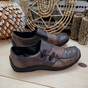 Rieker Antistress Celia Slip On Loafer Drive Brown Patch Leather Women's US 8/39